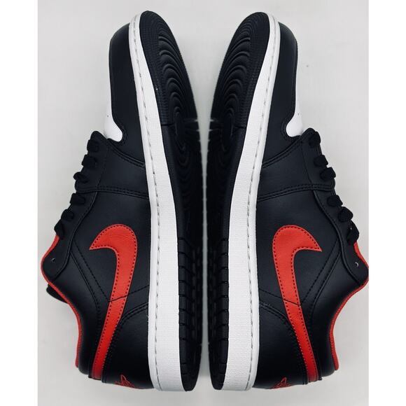 NEW Nike Air Jordan 1 Low Black Fire Red White Toe 553558-063 Men’s Size Multi - Picture 5 of 6